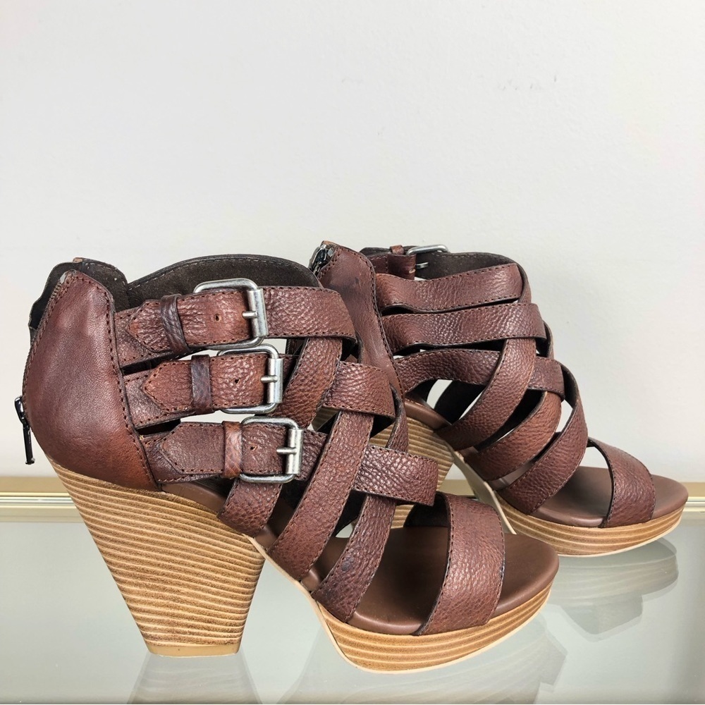 Madewell 1937 NWT brown pebble leather wedge sandals 8